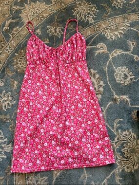 Pink Floral Spaghetti Strap Sundress